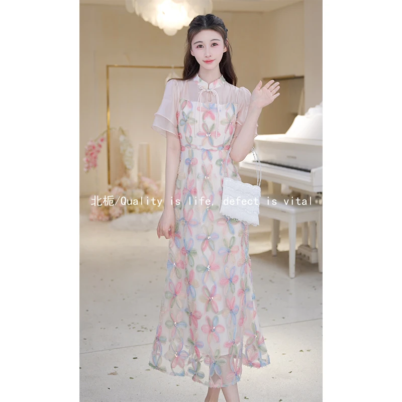 【北栀】【七色花旗袍版】七色花旗袍连衣裙长款812657+短款812665
