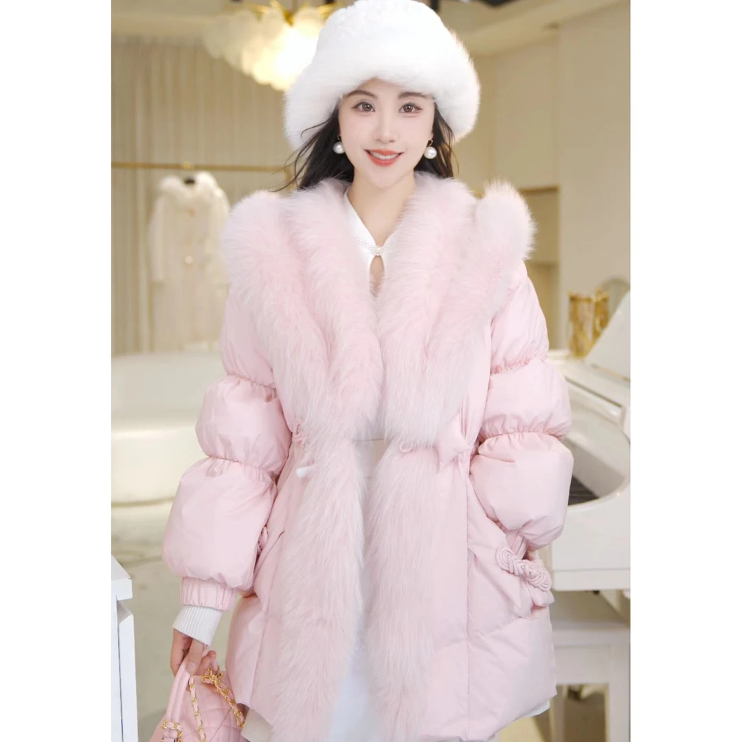 【漫天星辰】牛角扣大狐狸毛领羽绒服811170