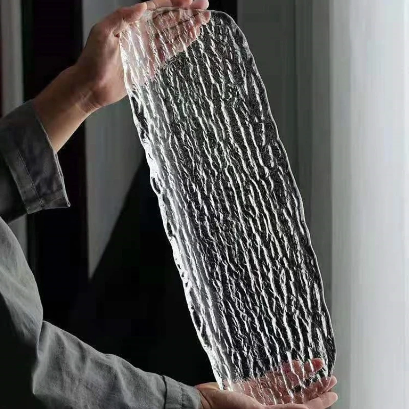 新款网红玻璃茶盘茶承简约茶具一套家用家用茶台托盘长方形茶杯垫