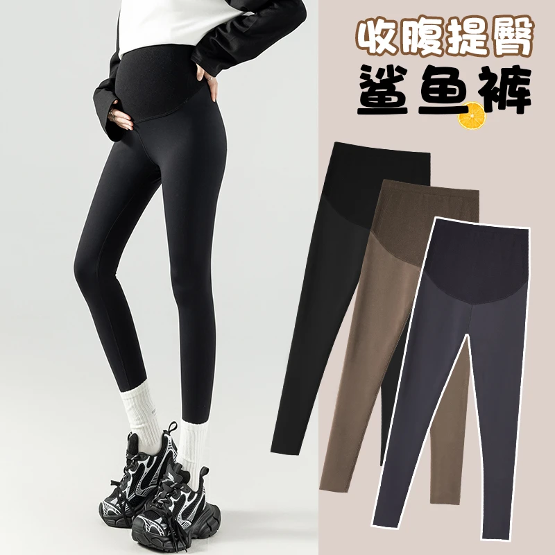春秋新款孕妇裤罗马柱托腹外穿鲨鱼孕妇裤显瘦舒适百搭