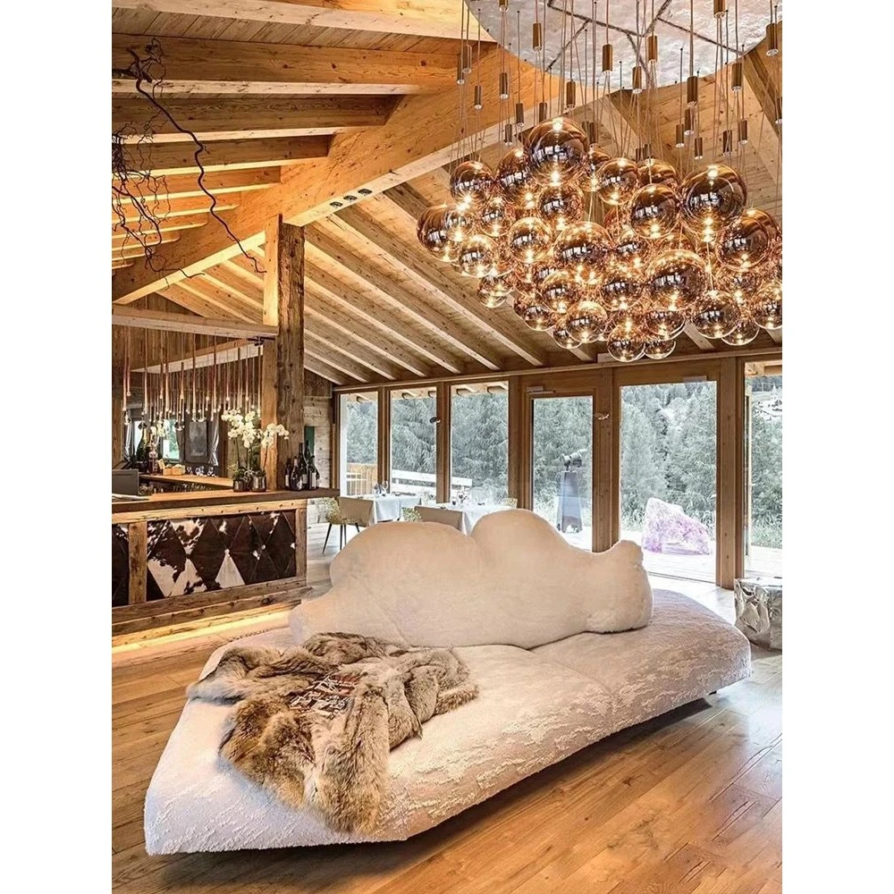 异形大沙发松弛感别墅横厅双面布艺懒人创意沙发北极熊沙发双面沙