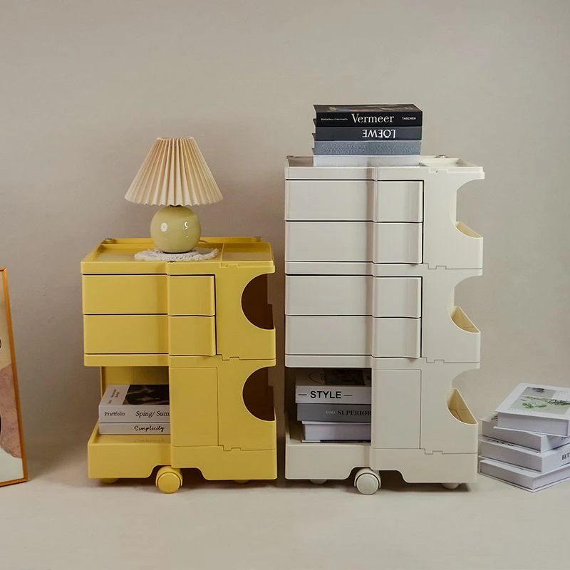 简约风带轮移动小户型零食收纳柜适合客厅用于放置纹绣美甲工具的