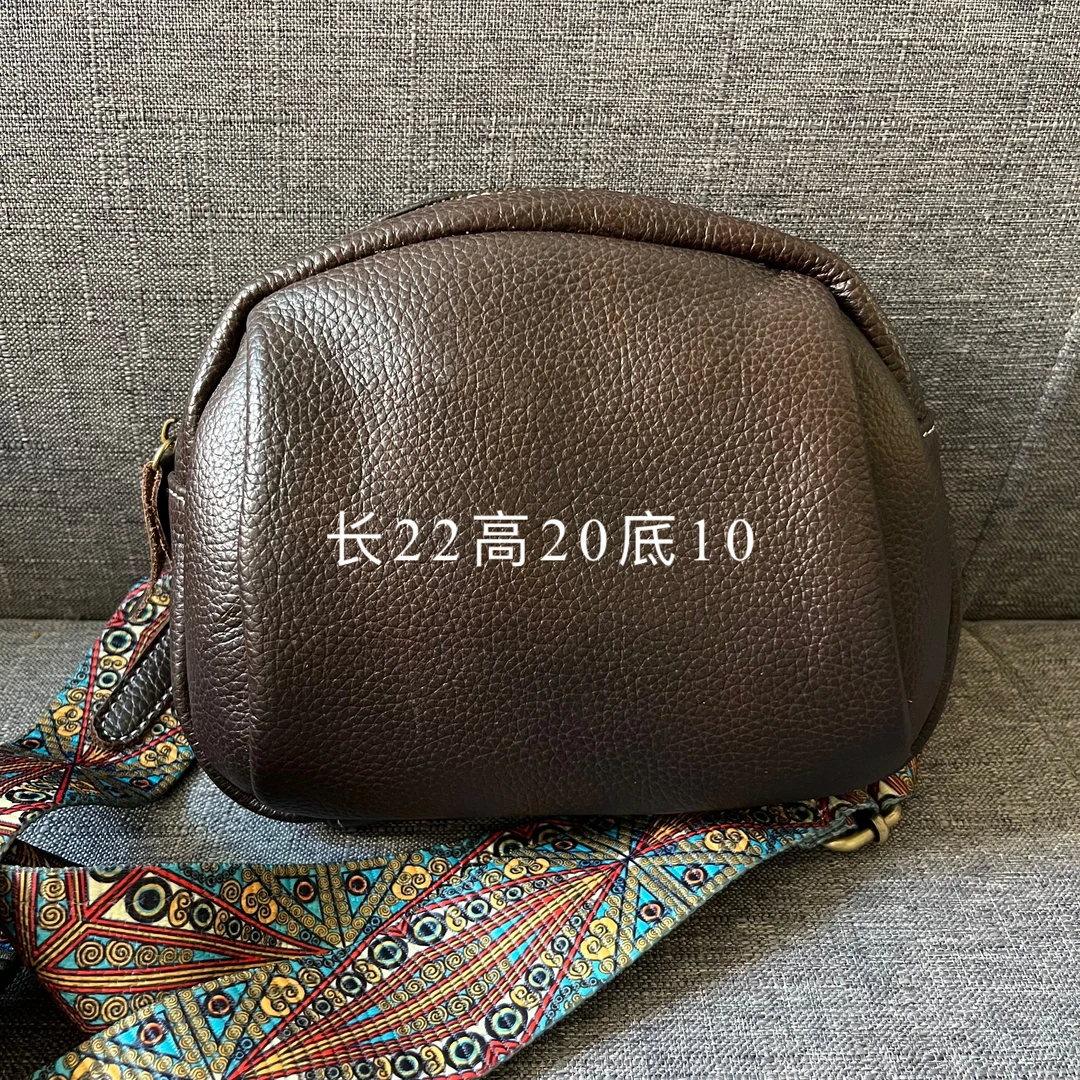 贝壳包头层牛皮单肩斜挎真皮女士百搭复古简约