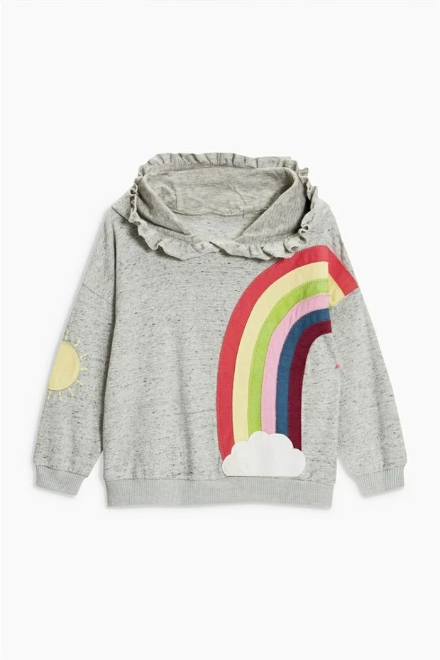 现货英国next童装正品男女童儿童彩虹连帽卫衣套头衫