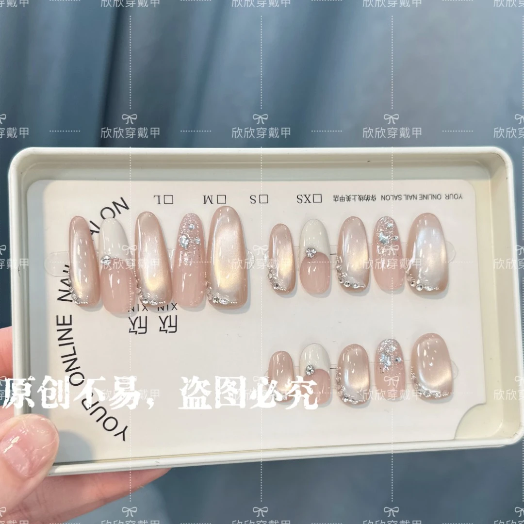 莱茵河畔-Hand-painted clear bow 纯手工穿戴甲 10片装
