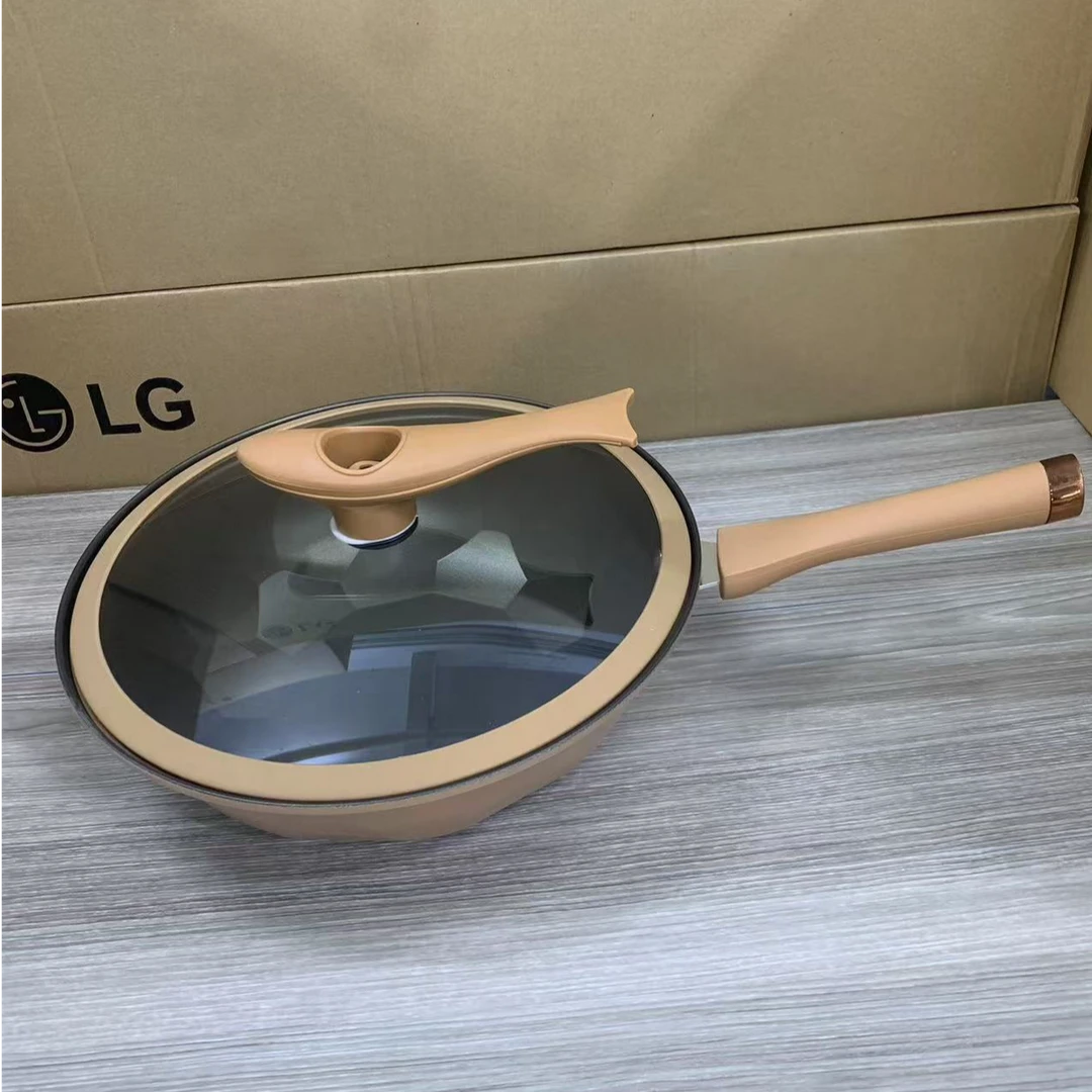 家用炒锅炒菜不粘锅橙色