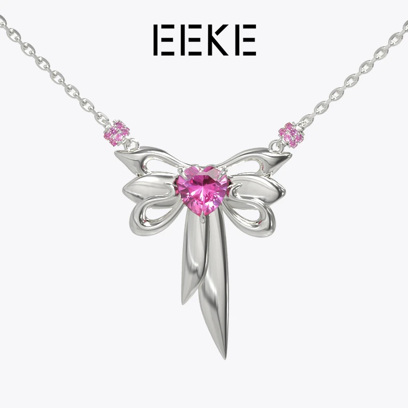 铜合金合成锆石吊坠 夜间派对系列 蝴蝶结领带项链锁骨链EQ220513