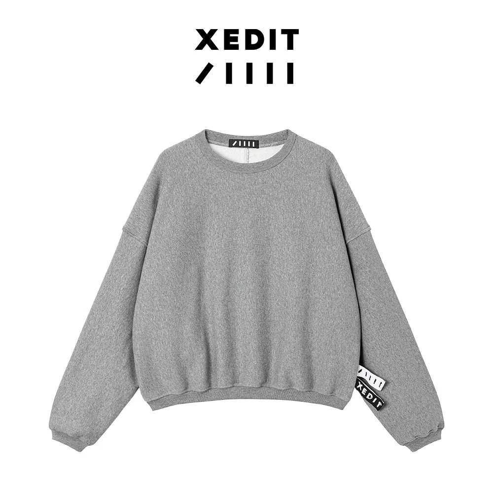 灰色卫衣小众设计扩版圆领