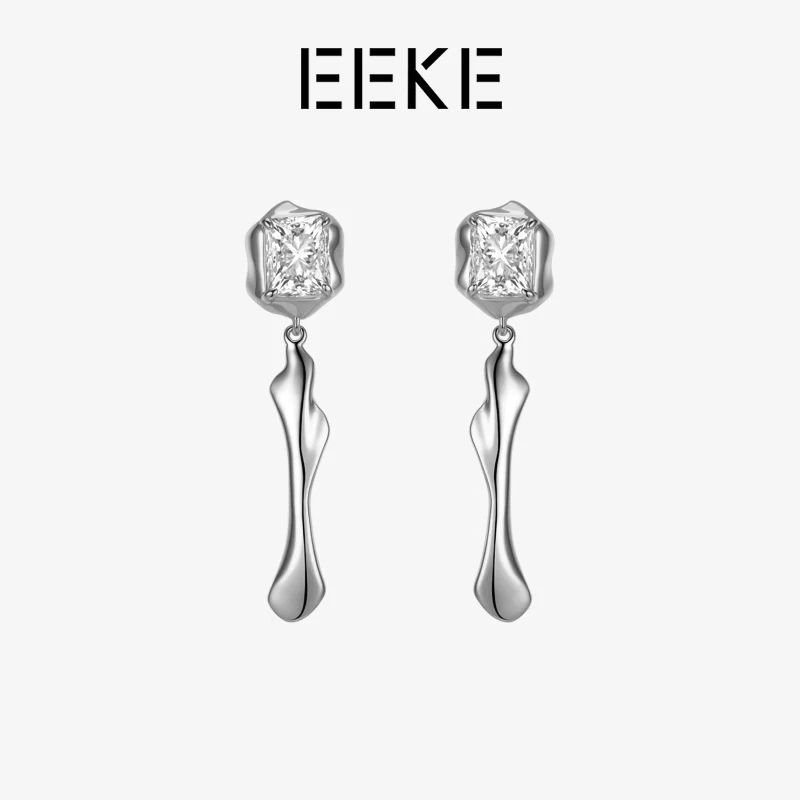 EEKE 铜合金合成锆石耳饰  冰融流淌耳环 ED210963