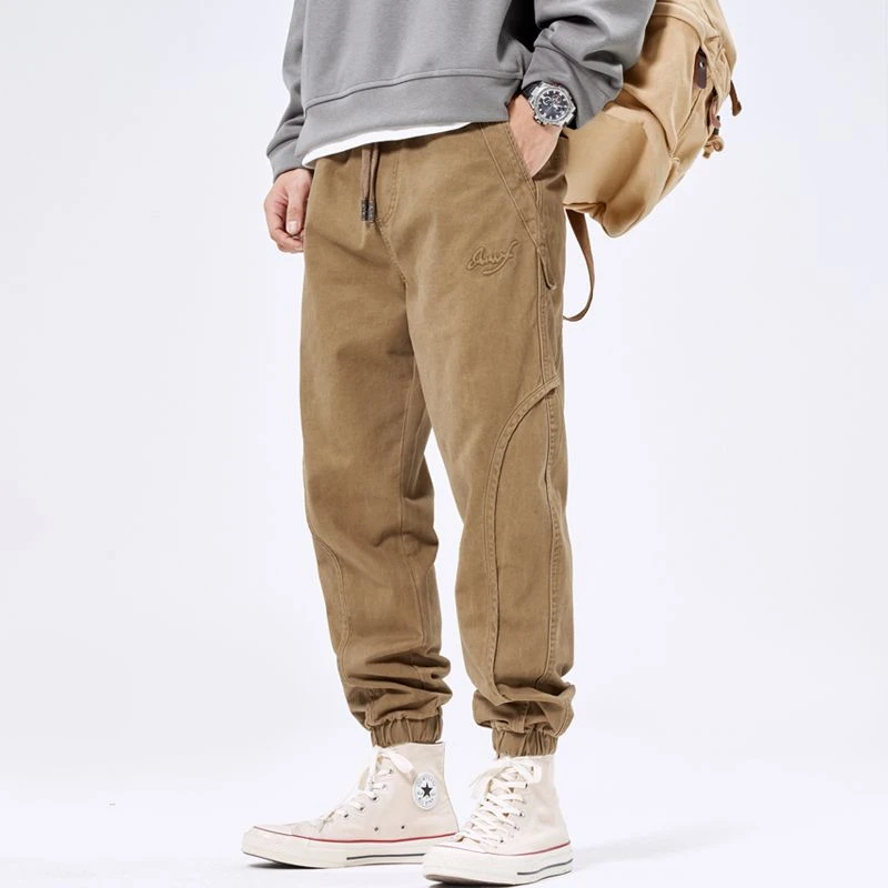 2024秋冬加绒男士工装裤新款潮牌美式重磅加绒加厚保暖男款束脚裤