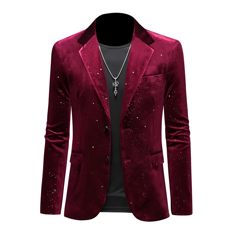 春季男士金丝绒闪光烫金西装外套韩版修身夜店宴会礼服西便西男装