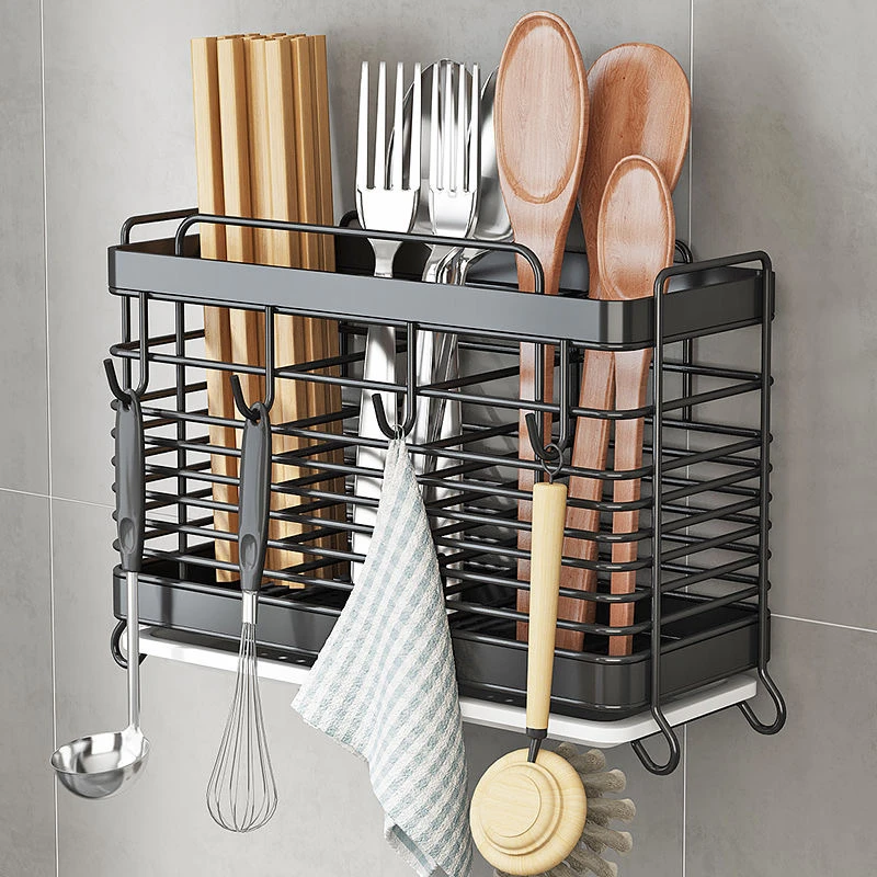 不锈钢筷子筒刀架免打孔厨房筷子笼壁挂式家用具勺子筷子筒置物架
