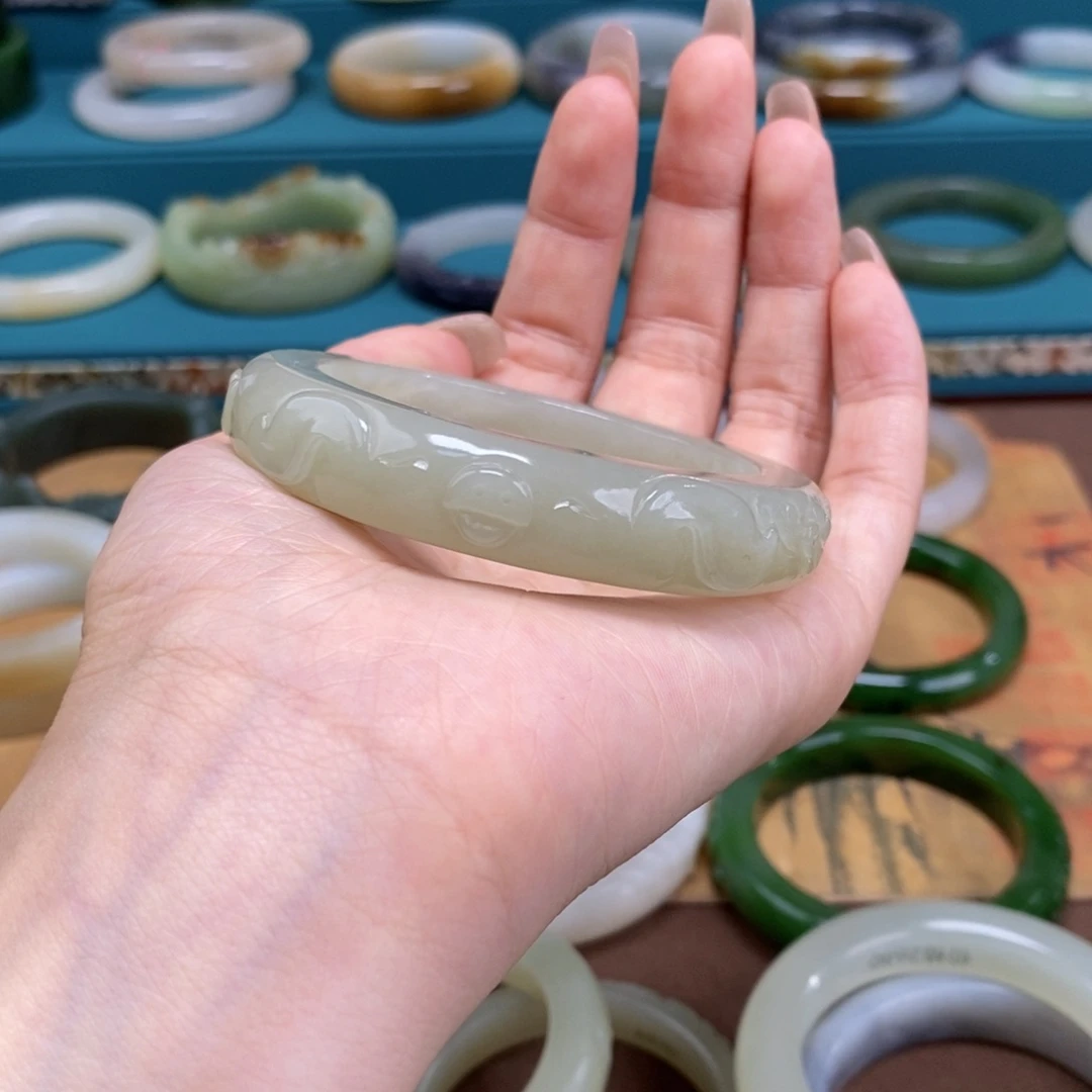 和田玉手镯53+未镶嵌