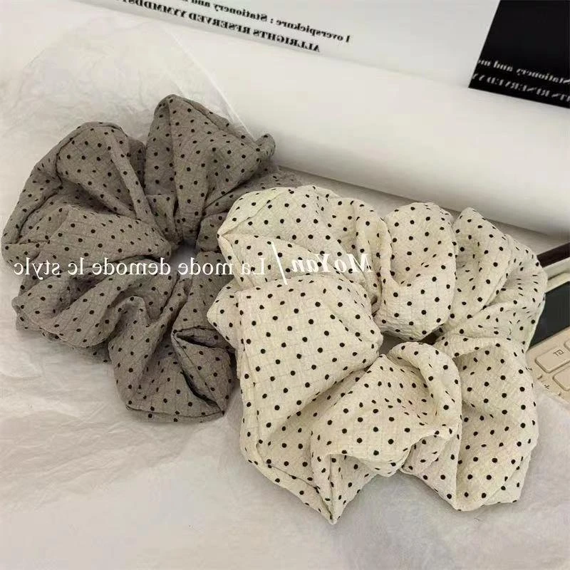 泡芙波点布艺大肠发圈女复古网红发绳2024新款高级感皮筋头绳头花