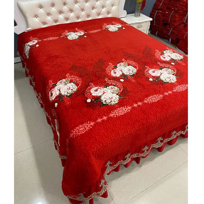 牛奶绒加厚蕾丝床裙