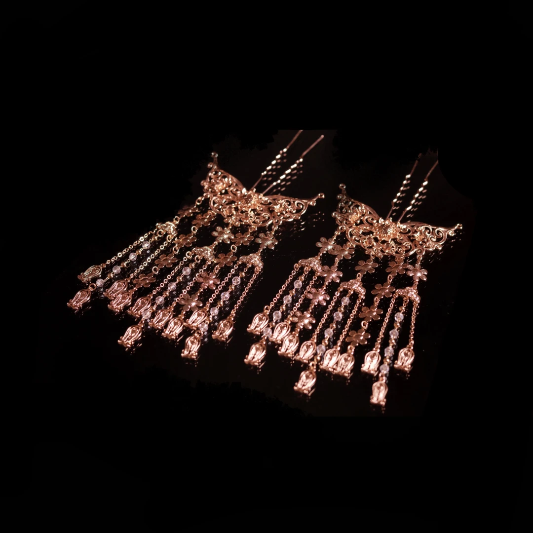 花小烟【窈窈】纯铜保色流苏发钗 汉服古风配饰发饰 古风新娘头饰