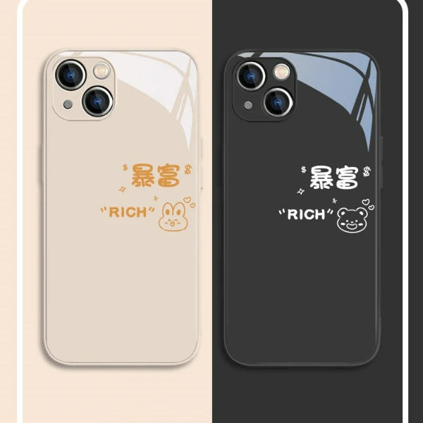 适用苹果17/华为mate60/小米14/oppo/vivo暴富兔熊个性简约手机壳