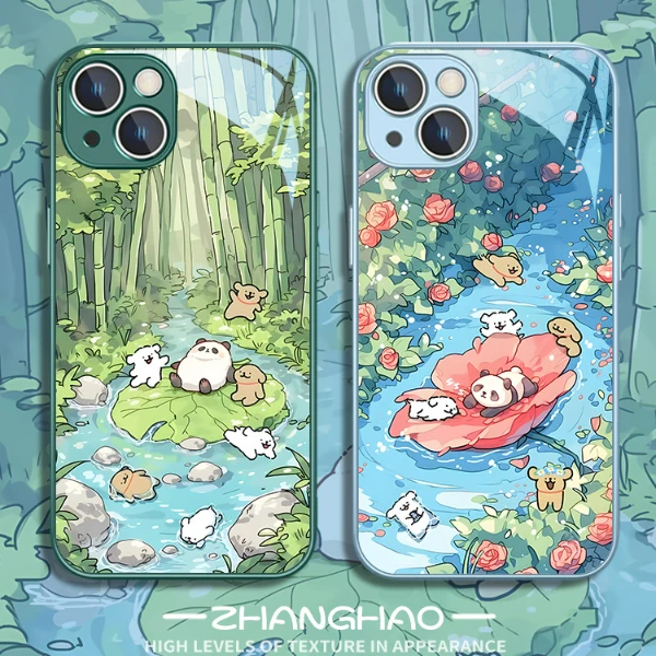 适用苹果17/华为pura70/小米14/oppo/vivo可爱熊猫小狗创意手机壳
