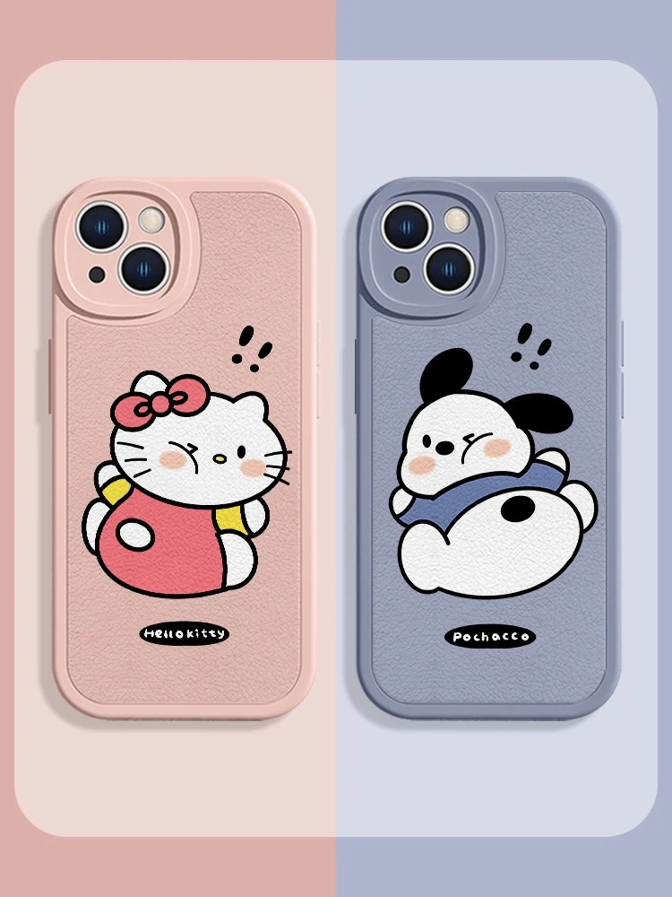 适用苹果15/华为mate60/小米14/oppo/vivo卡通凯蒂猫帕恰狗手机壳