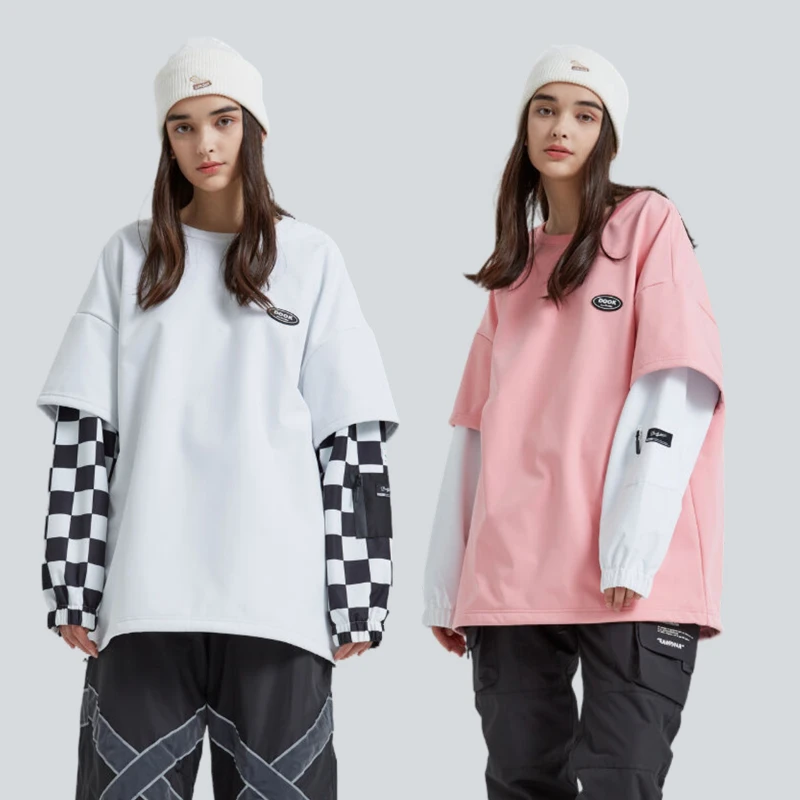 DOOKSNOW男女情侣款滑雪服户外单板防风防水保暖滑雪卫衣拼接上衣