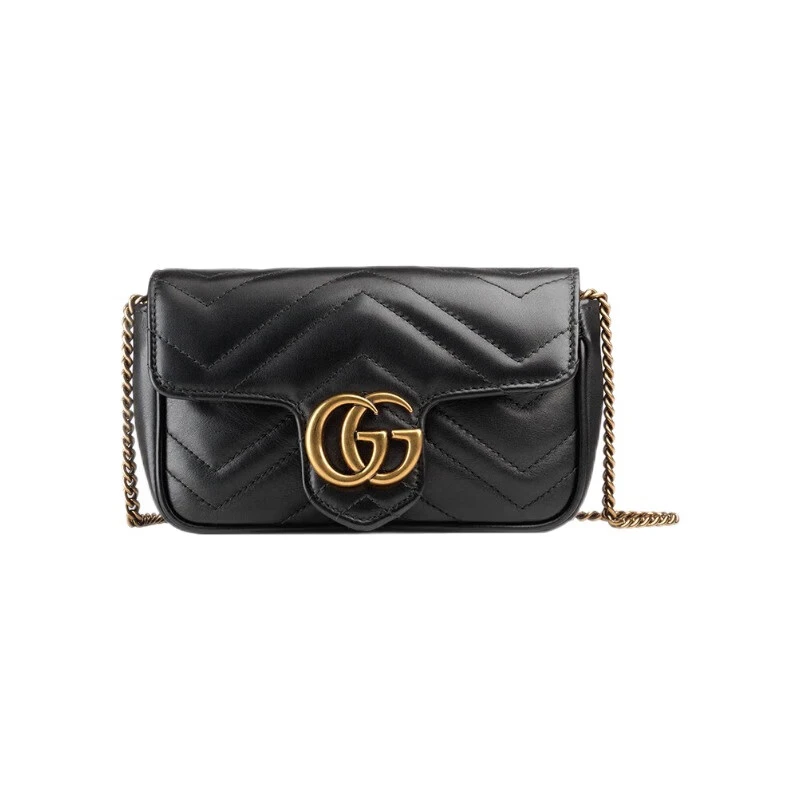99新 GUCCI/古驰 女包马蒙mini牛皮链条女士单肩包斜挎包（甄选）