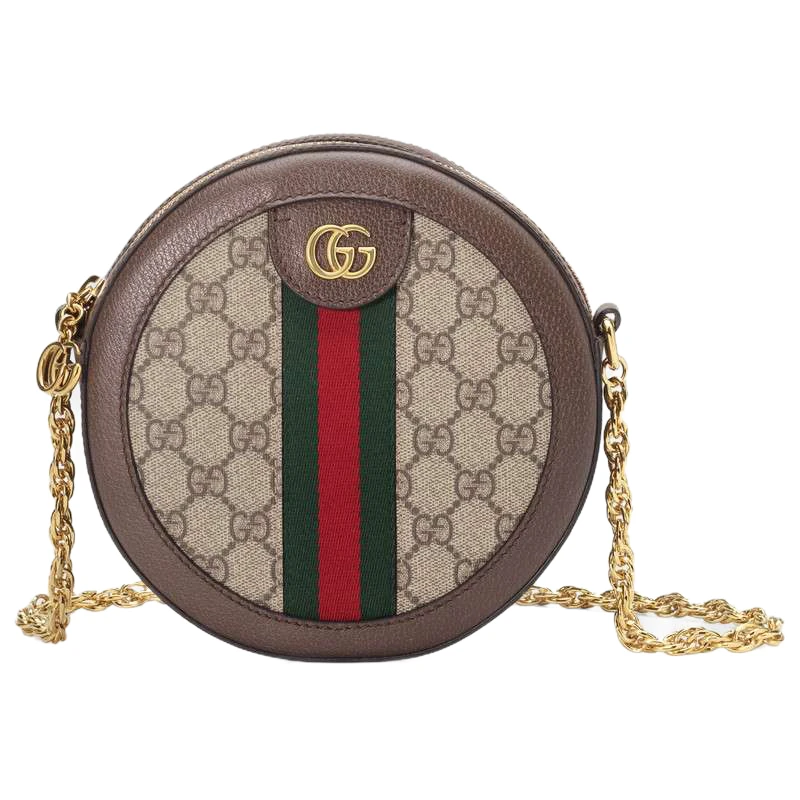 全新未使用 GUCCI/古驰 双G圆形迷你单肩斜挎包圆饼包/许可