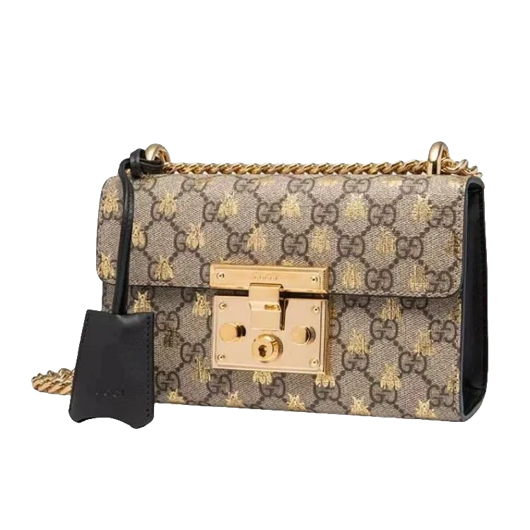 99新 GUCCI/古驰 月光宝盒蜜蜂烫金单肩包斜挎包/精选