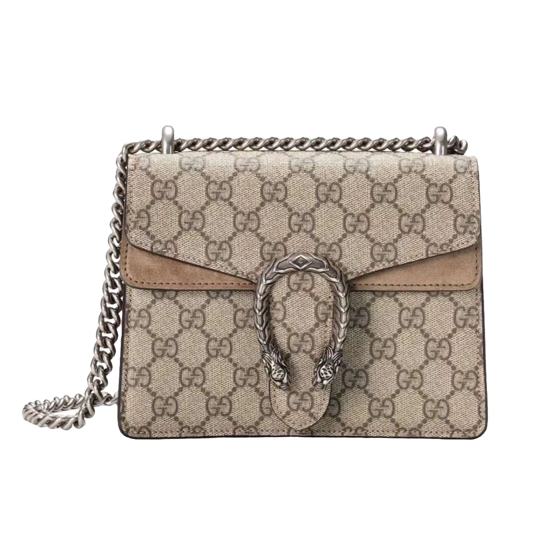 99新 GUCCI/古驰 酒神小号驼色酒神包肩包棕色/许可