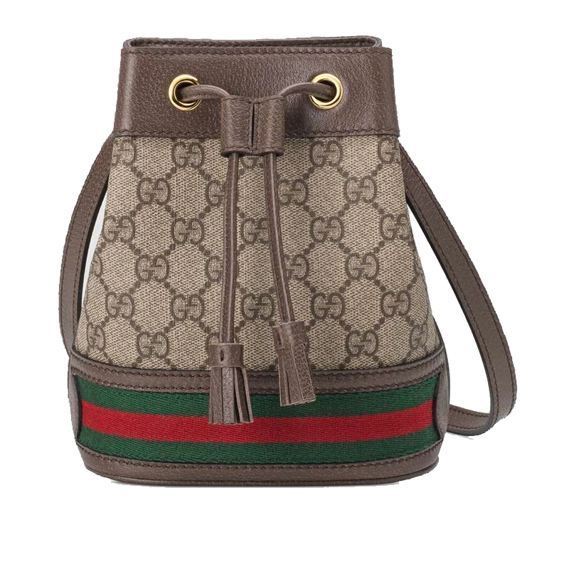 99新 GUCCI/古驰 Ophidia系列迷你双G水桶包单肩斜跨包女士/许可