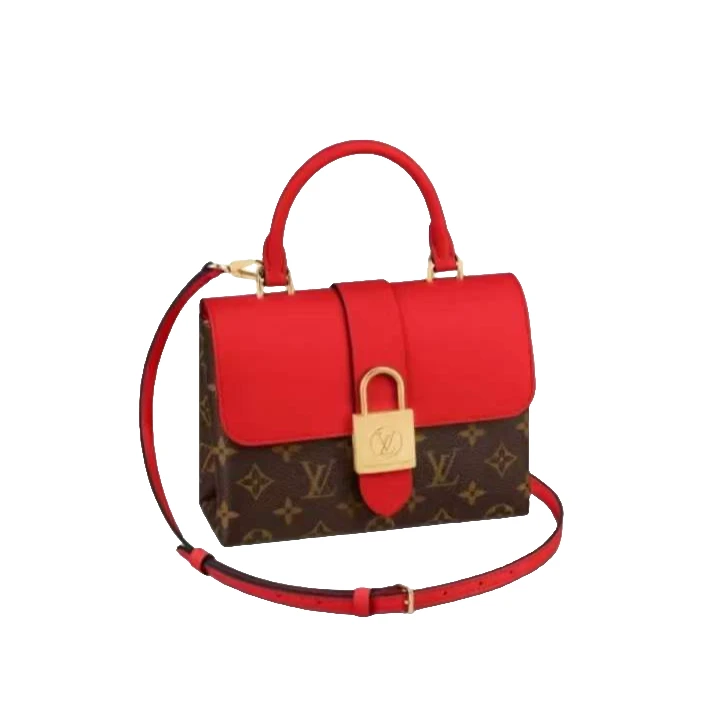 99新 LouisVuitton/路易威登 红色锁头包lockbb/单肩斜挎包/友奢