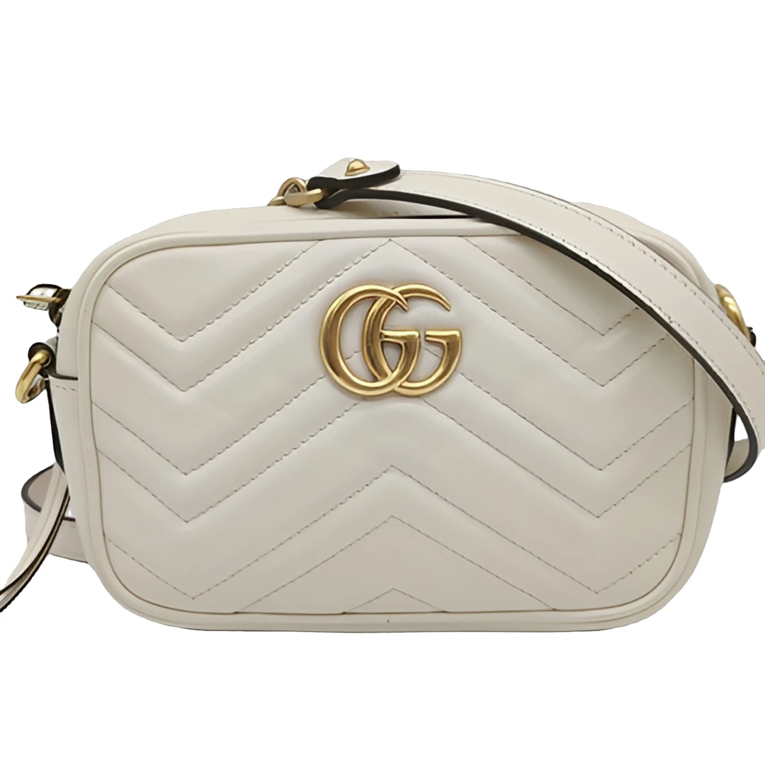 99新 GUCCI/古驰 白色相机包  单肩包斜挎包 /大号/许可