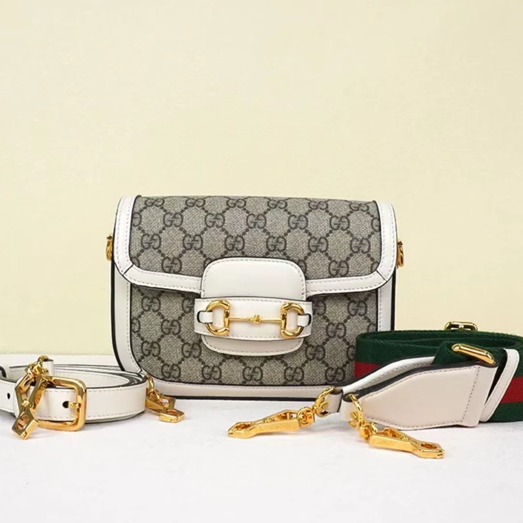 99新 GUCCI/古驰 1955马鞍mini白色/甄选