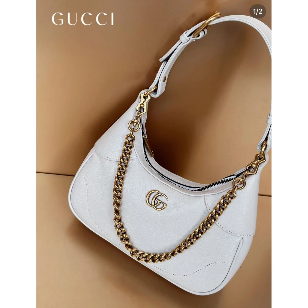 99新 GUCCI/古驰 新月包腋下包/小号/单肩包/许可
