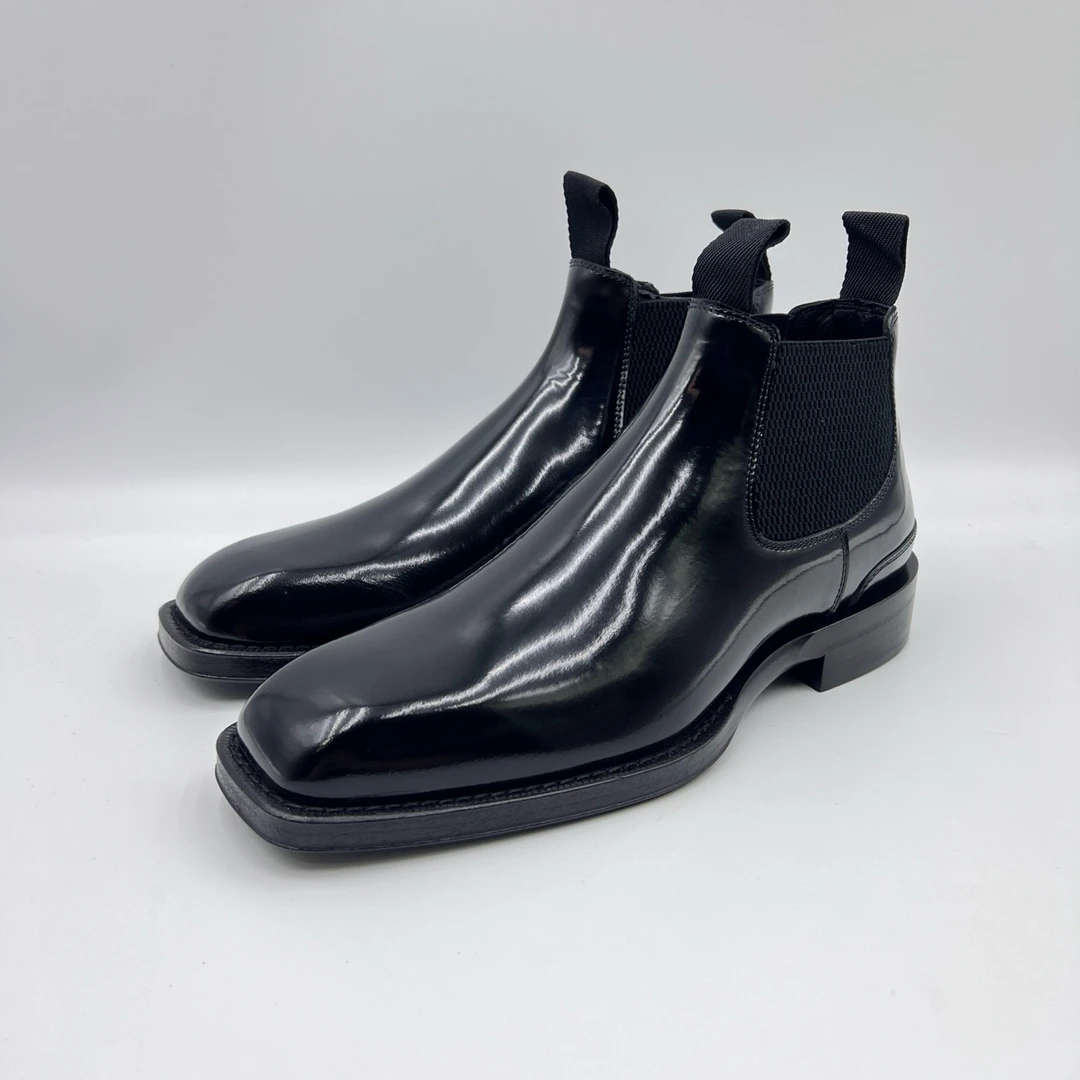 39码/BURBERRY博柏利方头切尔西皮靴/全新/10071850/公价：9900