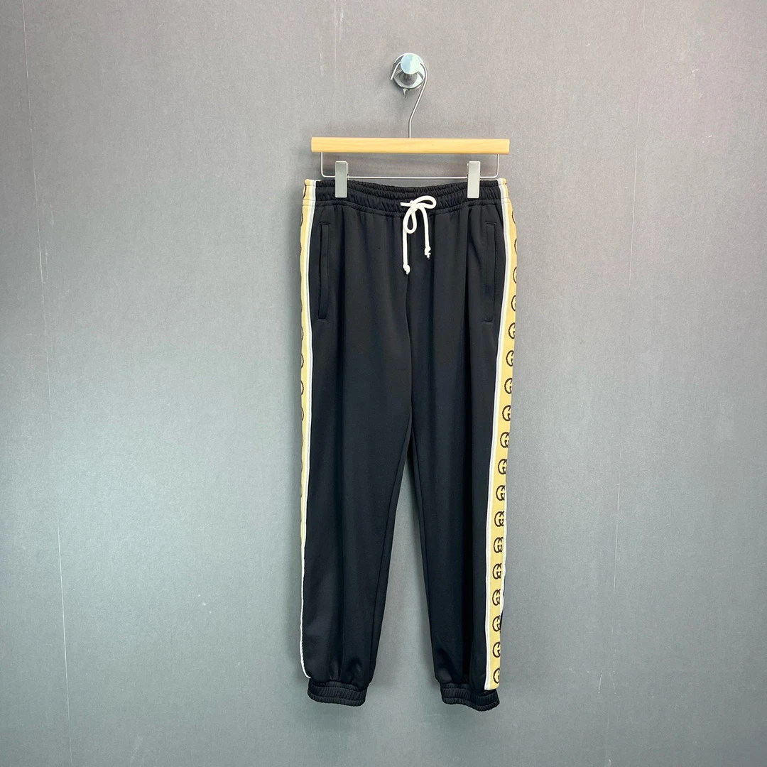 95新 GUCCI/古驰 XS码/双Glogo系带束脚休闲裤/8912387