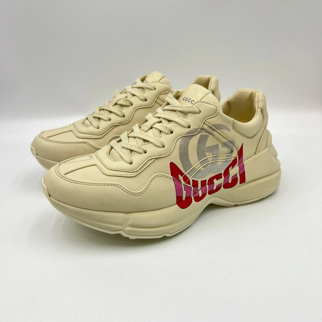 37码/GUCCI古驰/印花字母logo闪粉老爹鞋/95新/10071773