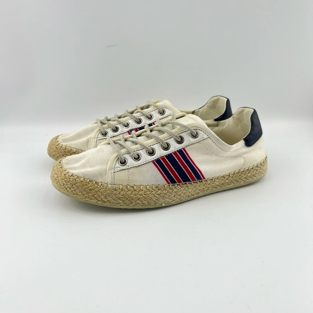 95新 GUCCI/古驰 40.5码/三色帆布编织休闲鞋/10281042