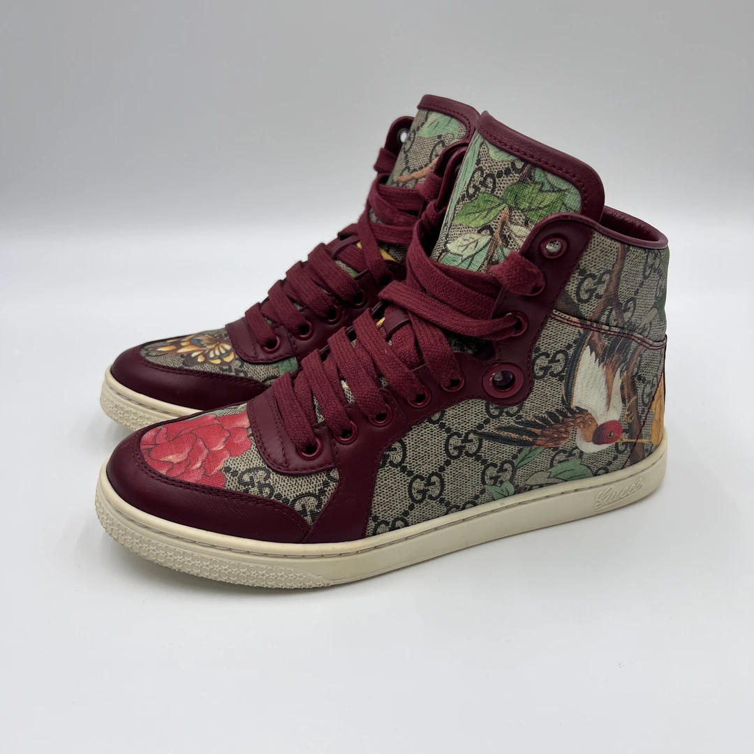 95新 GUCCI/古驰 35码/满印印花高帮板鞋/9435774