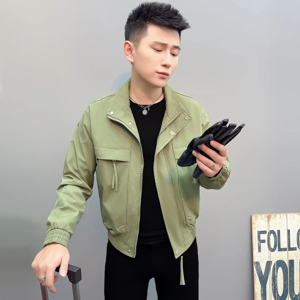 2024秋季男士夹克外套韩版潮流帅气百搭翻领痞帅工装休闲短款上衣