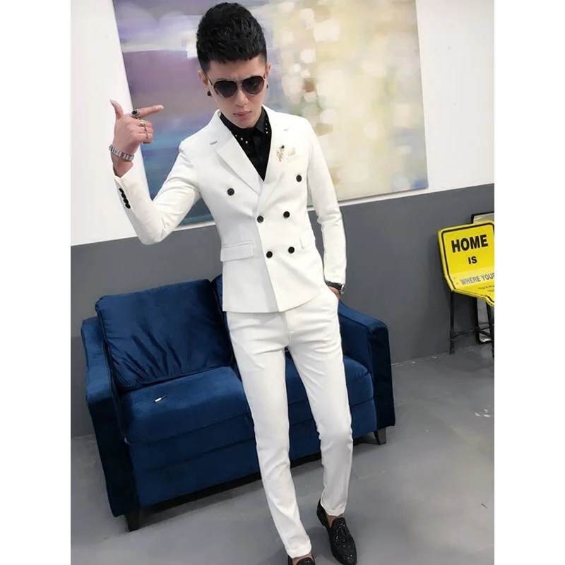 2024新款韩版修身青年西服套装夜店男休闲春款小西装小伙发型师潮
