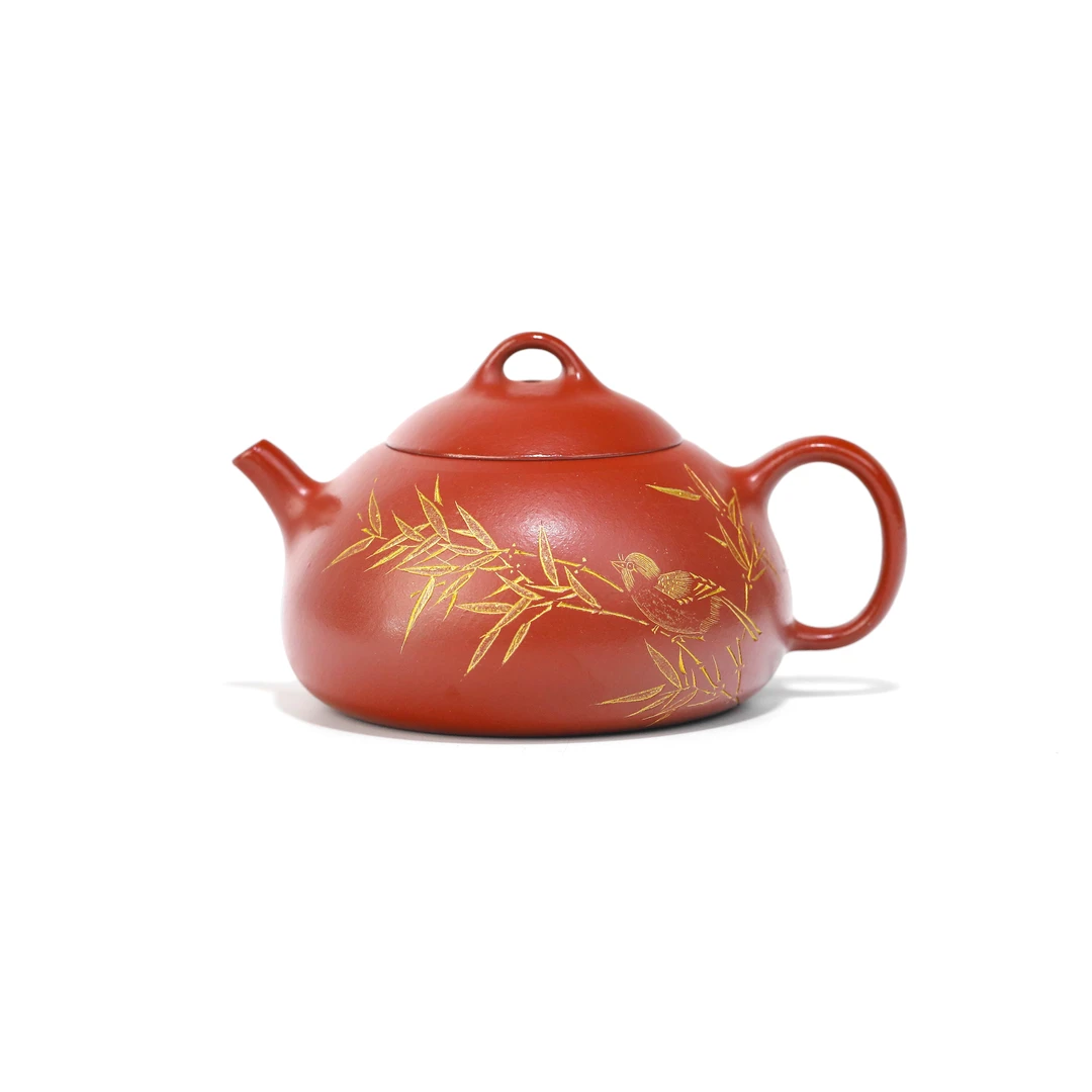 十二有你XY乳瓢180cc/泡茶专用茶具茶道用具紫砂壶朱泥大红袍刻绘