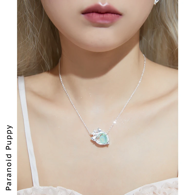 铜合金项链 薄荷曼波 牧野之春 爱心项链女轻奢高级感颈链