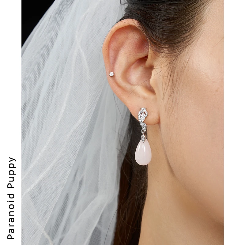 铜合金合成锆石耳饰 《castle》巴洛克公主粉色耳环女气质轻奢耳坠