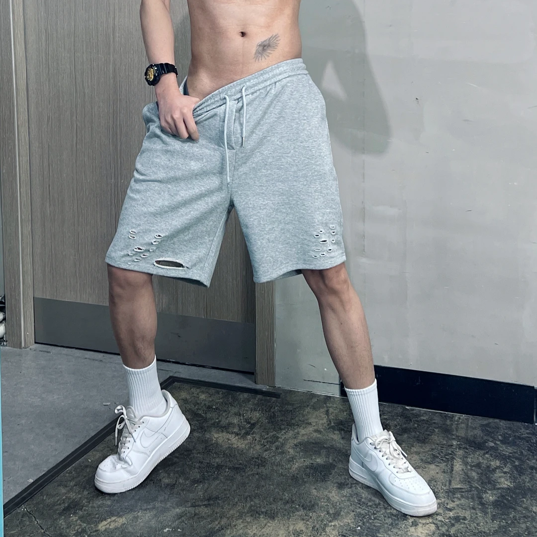 青叔2056欧美高街破洞潮流时尚百搭夏季宽松休闲短裤ins风