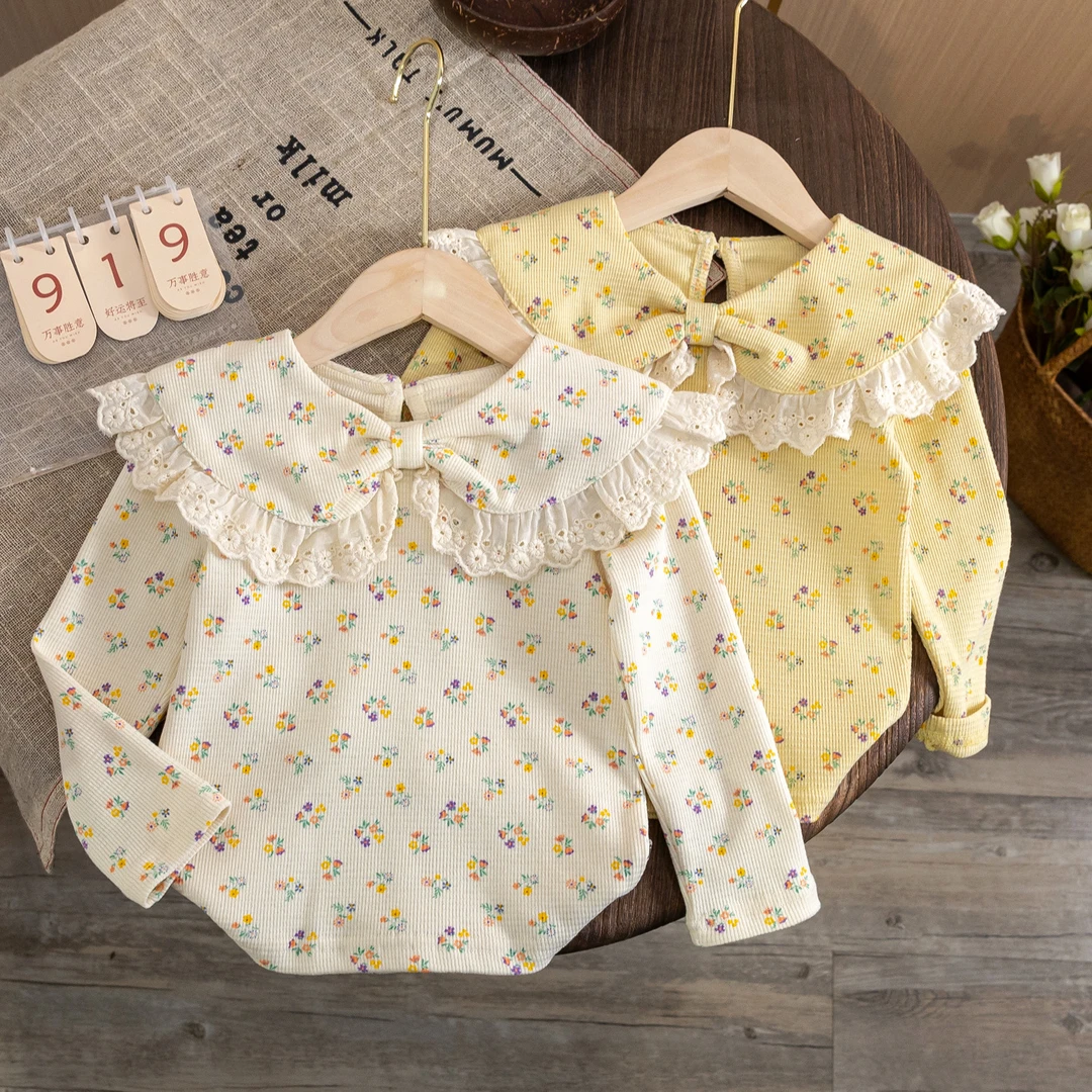 洋气大翻领卫衣2025春秋季新款儿童韩版女童碎花上衣公主风打底衫