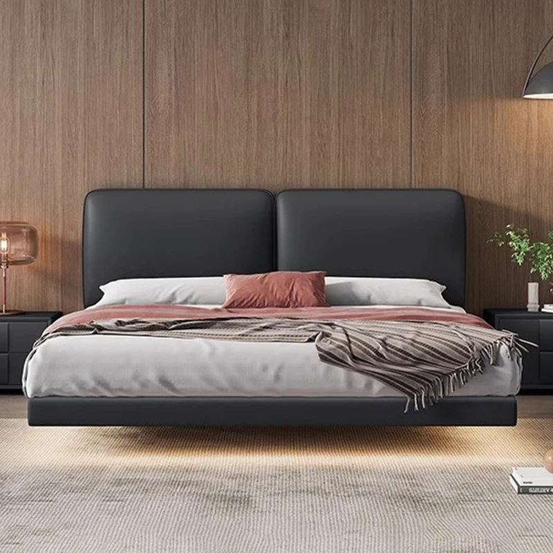 大象耳朵悬浮床现代简约主卧高端大气双人飞床意式极简网红真皮床