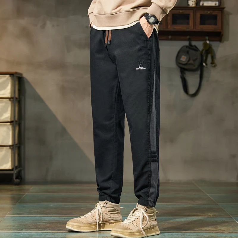 新款美式秋冬男士痞帅束脚运动潮流设计裤子宽松显瘦显高休闲裤