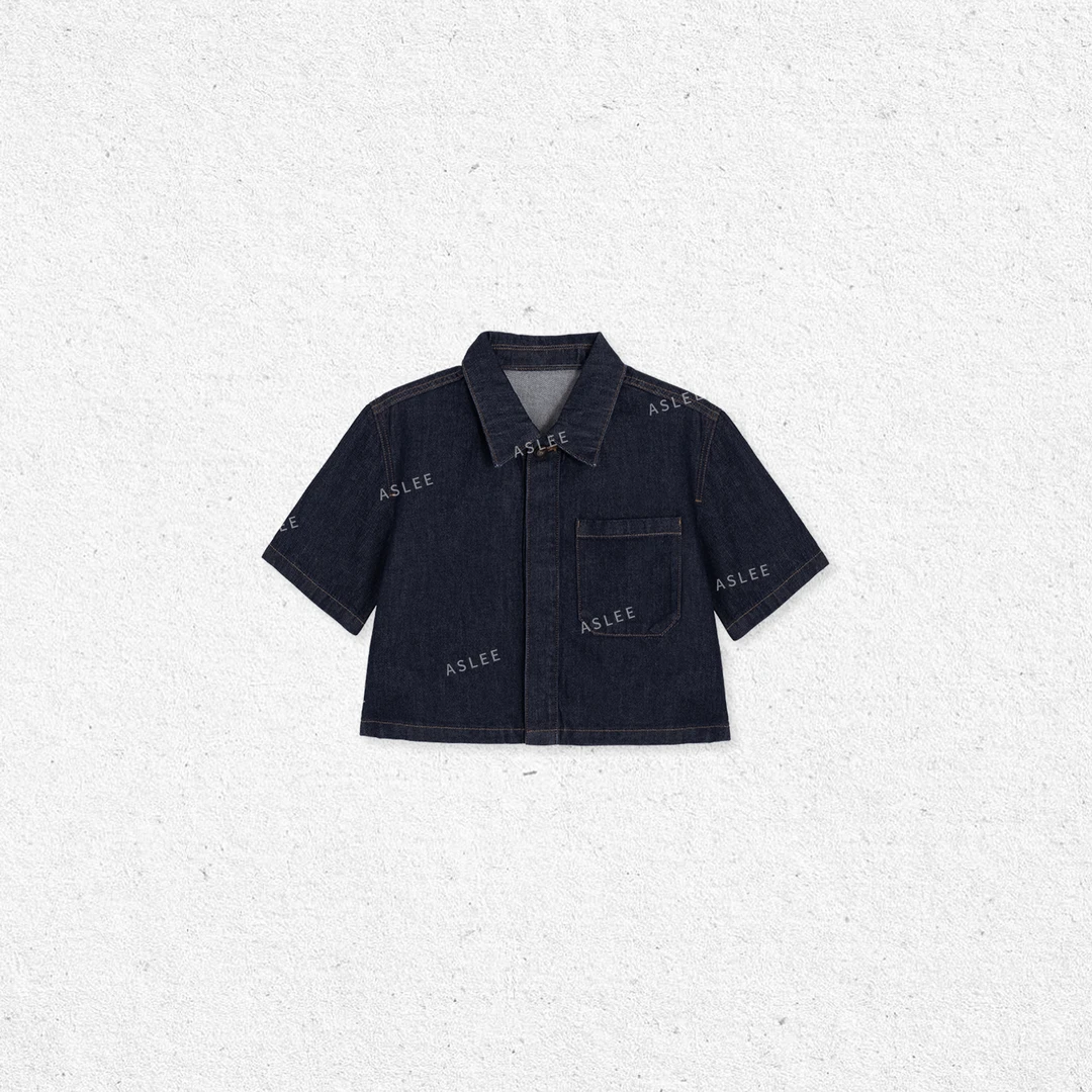 【ASHLEYASS】 “勇气”原牛短袖衬衫短款圆领纽扣门襟LSS240806Y