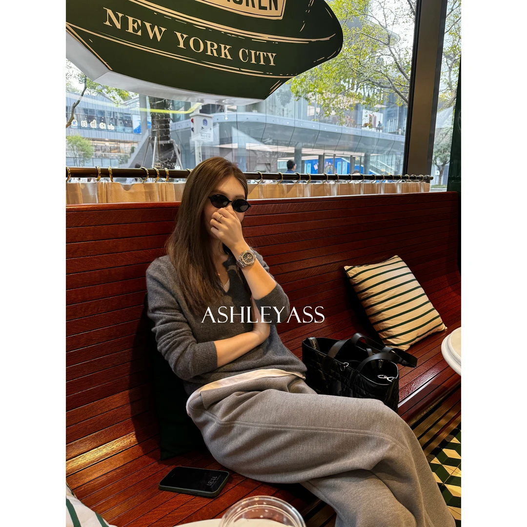 【ASHLEYASS】“u领羊绒”26支满分山羊绒毛衫绒绒毛感上衣LSS241541W