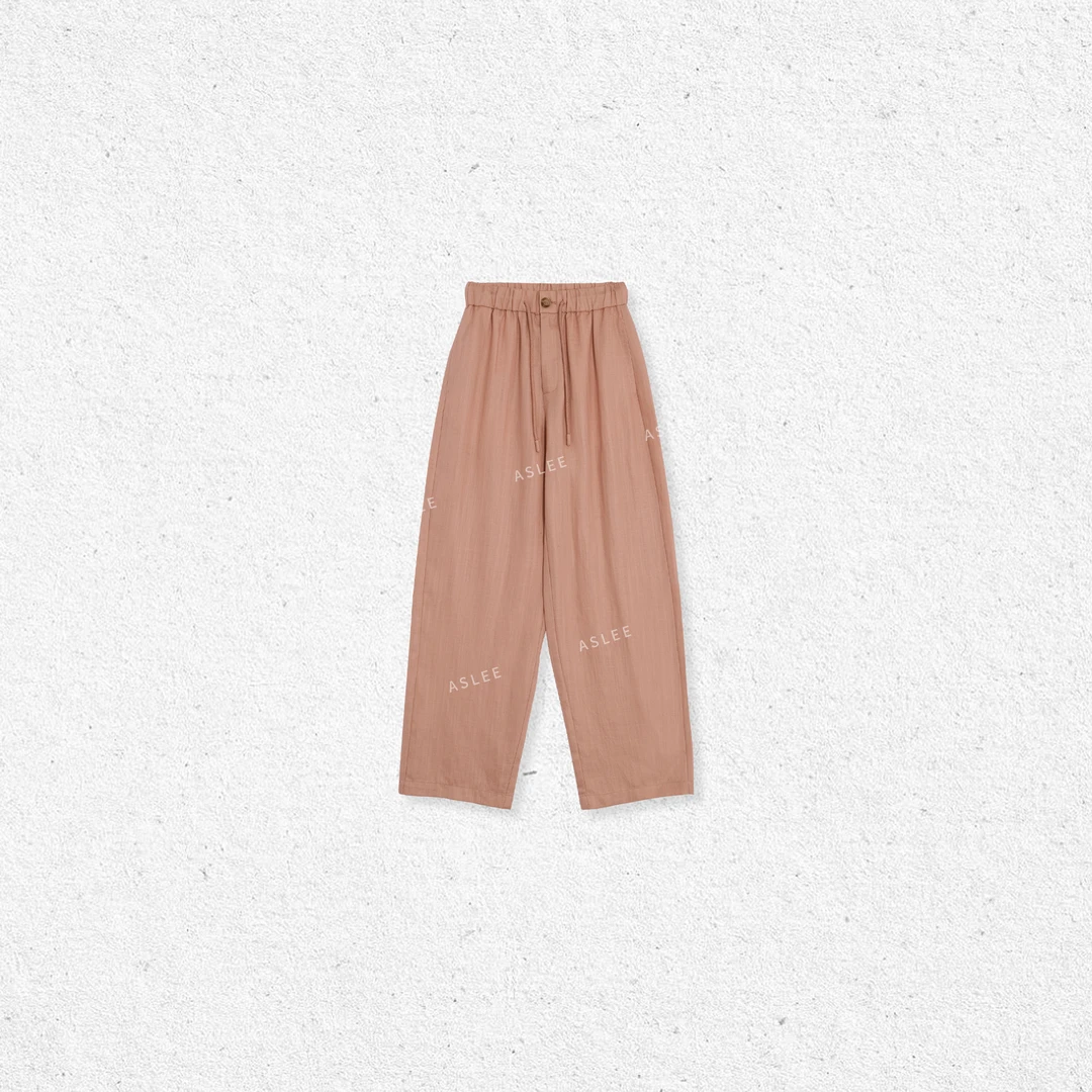 【ASHLEYASS】“西柚”西柚粉色抽绳松紧腰舒适休闲长裤LSK240808C